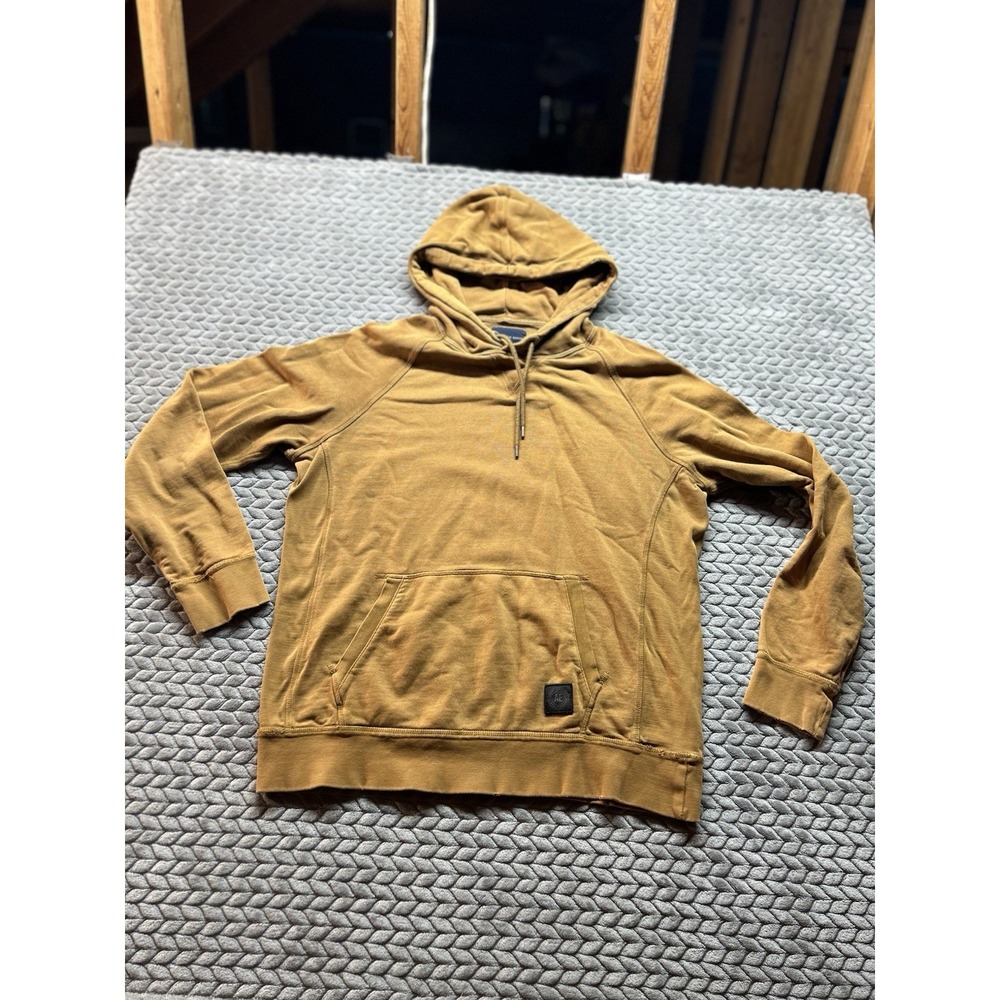 American Eagle Mens L Mustard Hoodie Vintage Wash Y2K Pullover Workwear